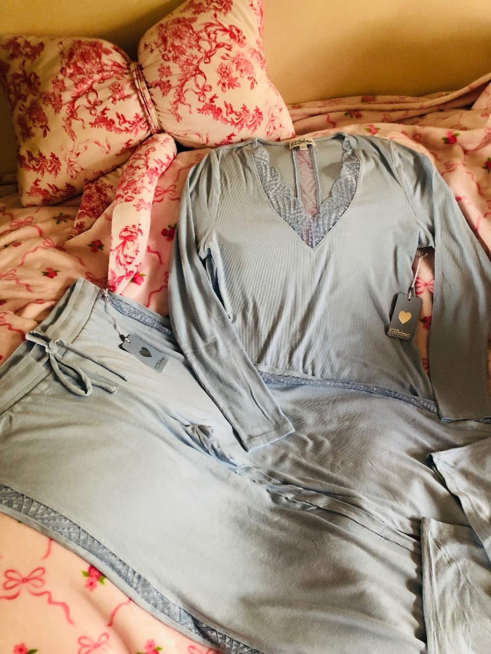 Just in NWT PJ Salvage Lacey Basics Top & Pants Lounge to Bed Set